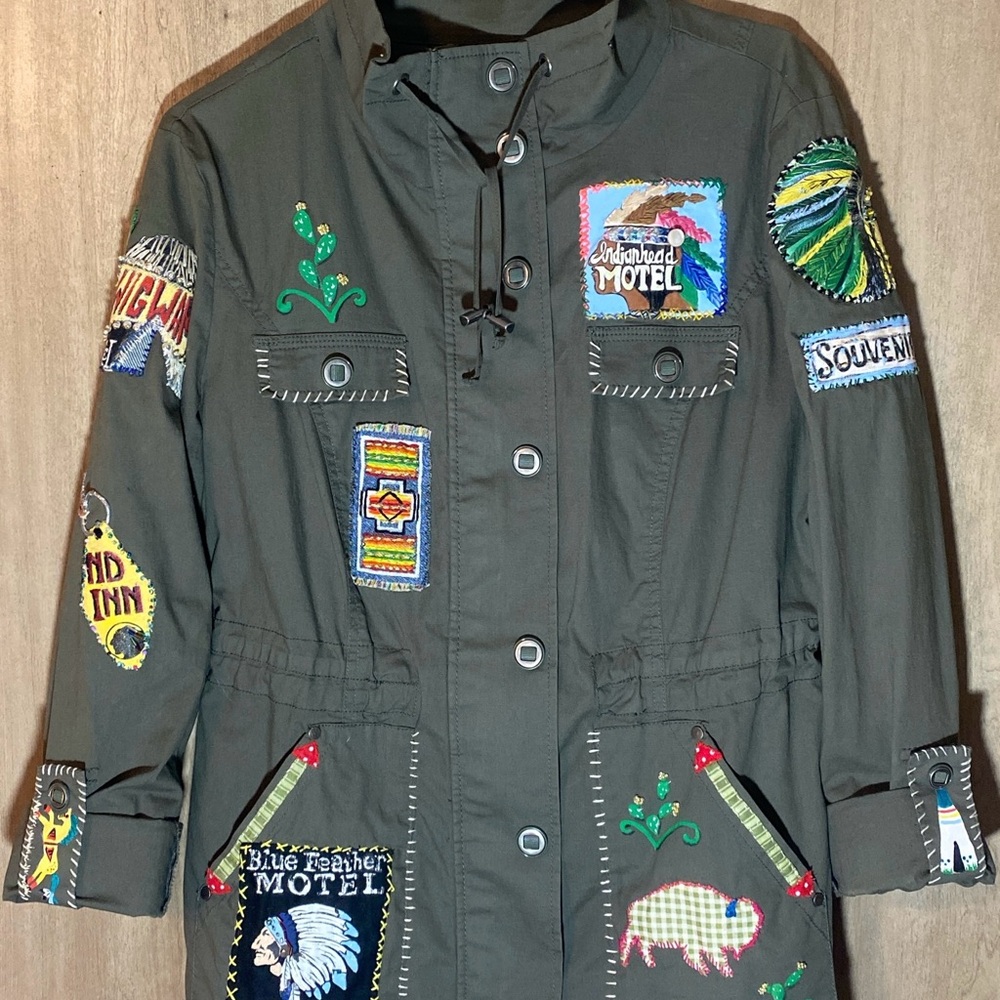 The EDITH WILCOX Patchwork Utility Jacket - Olive… - image 1